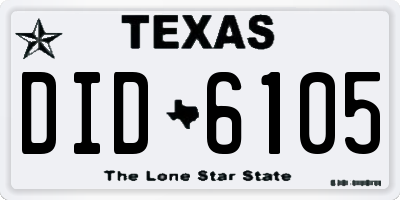 TX license plate DID6105