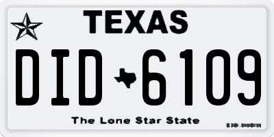 TX license plate DID6109