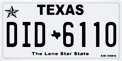 TX license plate DID6110