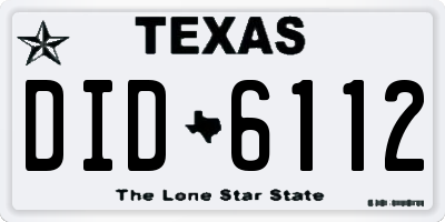 TX license plate DID6112