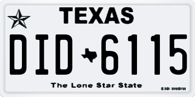 TX license plate DID6115