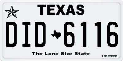 TX license plate DID6116