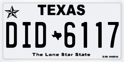 TX license plate DID6117