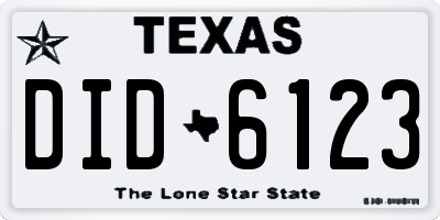 TX license plate DID6123