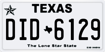 TX license plate DID6129