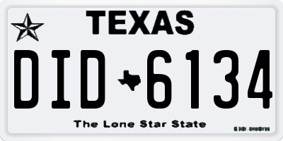 TX license plate DID6134