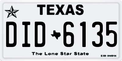 TX license plate DID6135