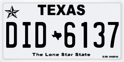 TX license plate DID6137