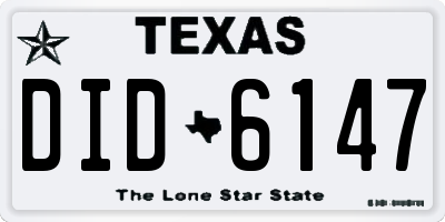 TX license plate DID6147