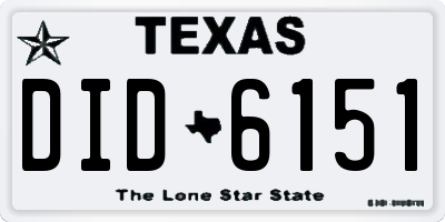 TX license plate DID6151