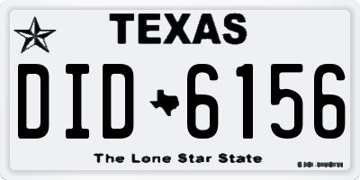 TX license plate DID6156