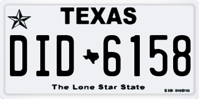 TX license plate DID6158