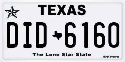 TX license plate DID6160