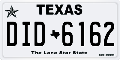 TX license plate DID6162