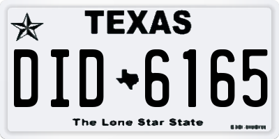 TX license plate DID6165