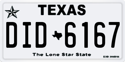 TX license plate DID6167