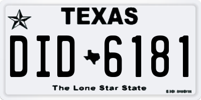 TX license plate DID6181
