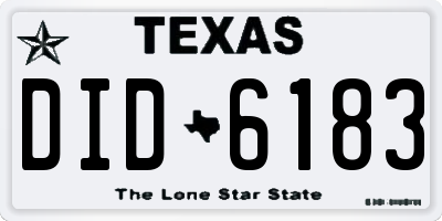 TX license plate DID6183