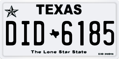 TX license plate DID6185