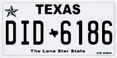 TX license plate DID6186