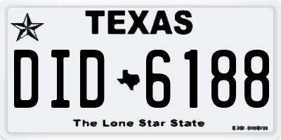 TX license plate DID6188