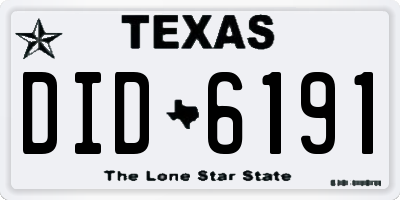 TX license plate DID6191