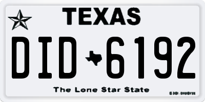 TX license plate DID6192