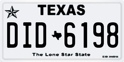 TX license plate DID6198