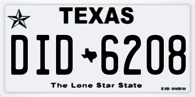 TX license plate DID6208