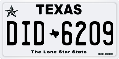 TX license plate DID6209