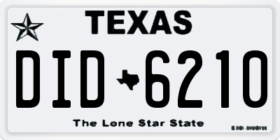 TX license plate DID6210