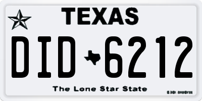 TX license plate DID6212