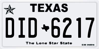 TX license plate DID6217