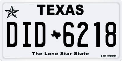TX license plate DID6218