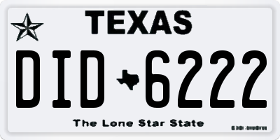 TX license plate DID6222