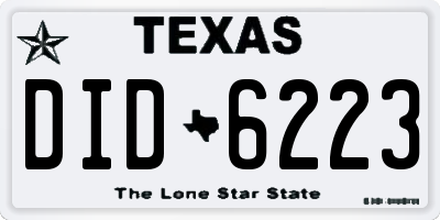 TX license plate DID6223