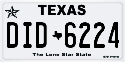 TX license plate DID6224