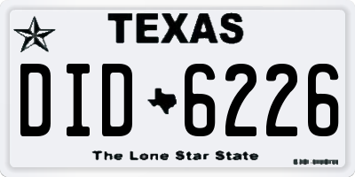 TX license plate DID6226