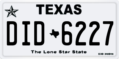 TX license plate DID6227