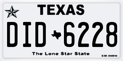 TX license plate DID6228