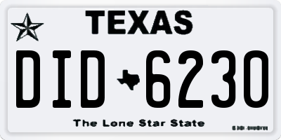 TX license plate DID6230