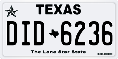 TX license plate DID6236