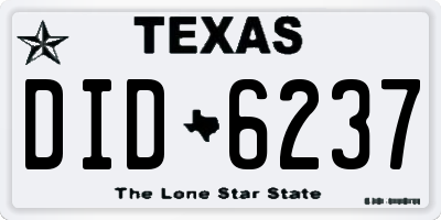 TX license plate DID6237