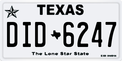 TX license plate DID6247