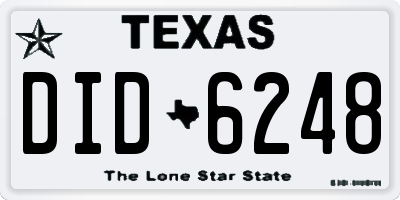TX license plate DID6248