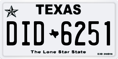 TX license plate DID6251
