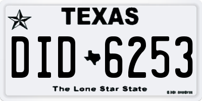 TX license plate DID6253