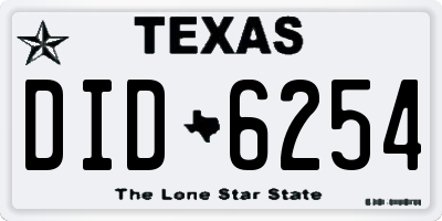 TX license plate DID6254