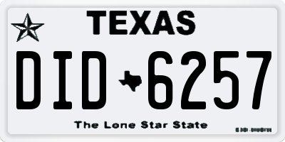TX license plate DID6257