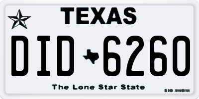TX license plate DID6260